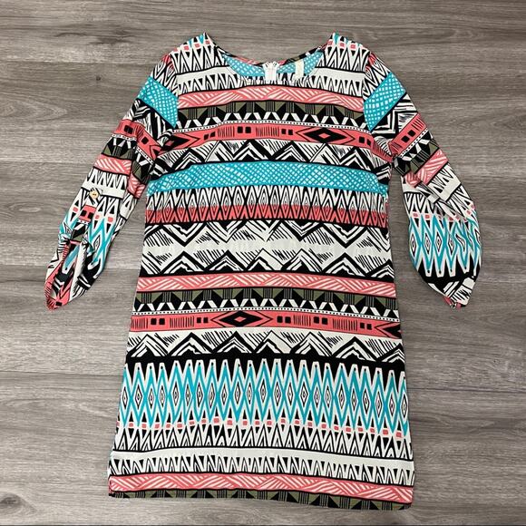 Candy Rose Tribal Print 3/4 Sleeve Tunic M - Picture 2 of 9
